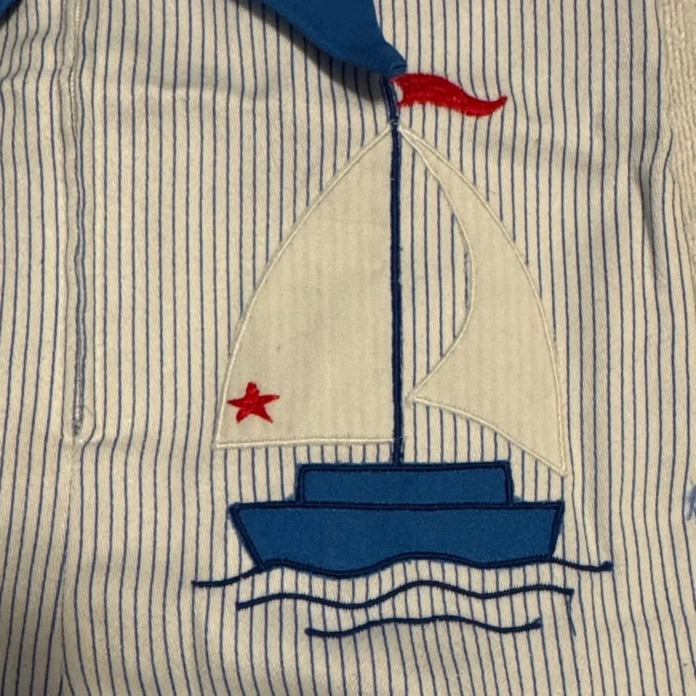 Blue and White Sailor Romper - 12 months